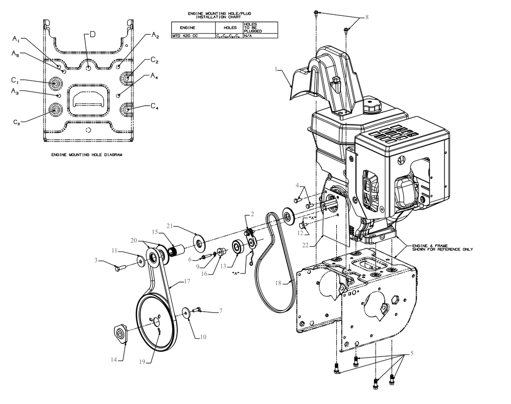 Engine Drive Diagram and Parts List for 3X30-INCHTRAC (31AH7EVZ710)(2019) Cub Cadet Snow Blower